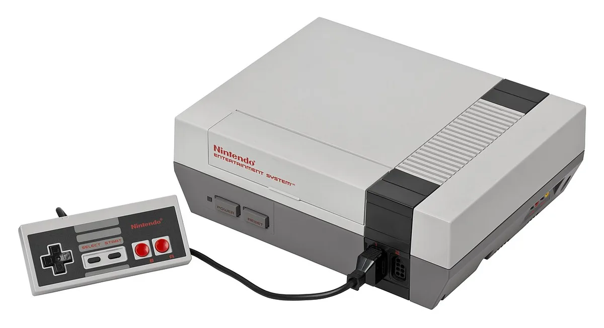 The original Nintendo Entertainment System with a controller