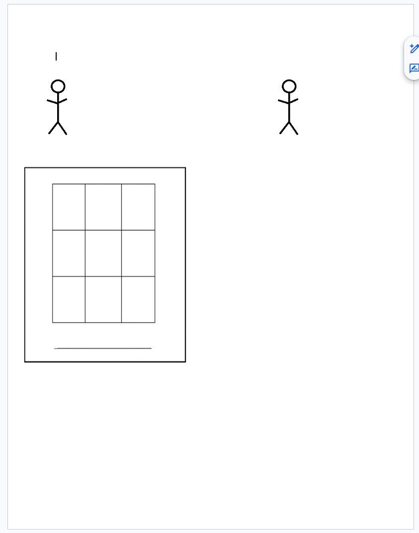 Printed paper tracking template — single strike zone chart with batter and pitcher stick figures