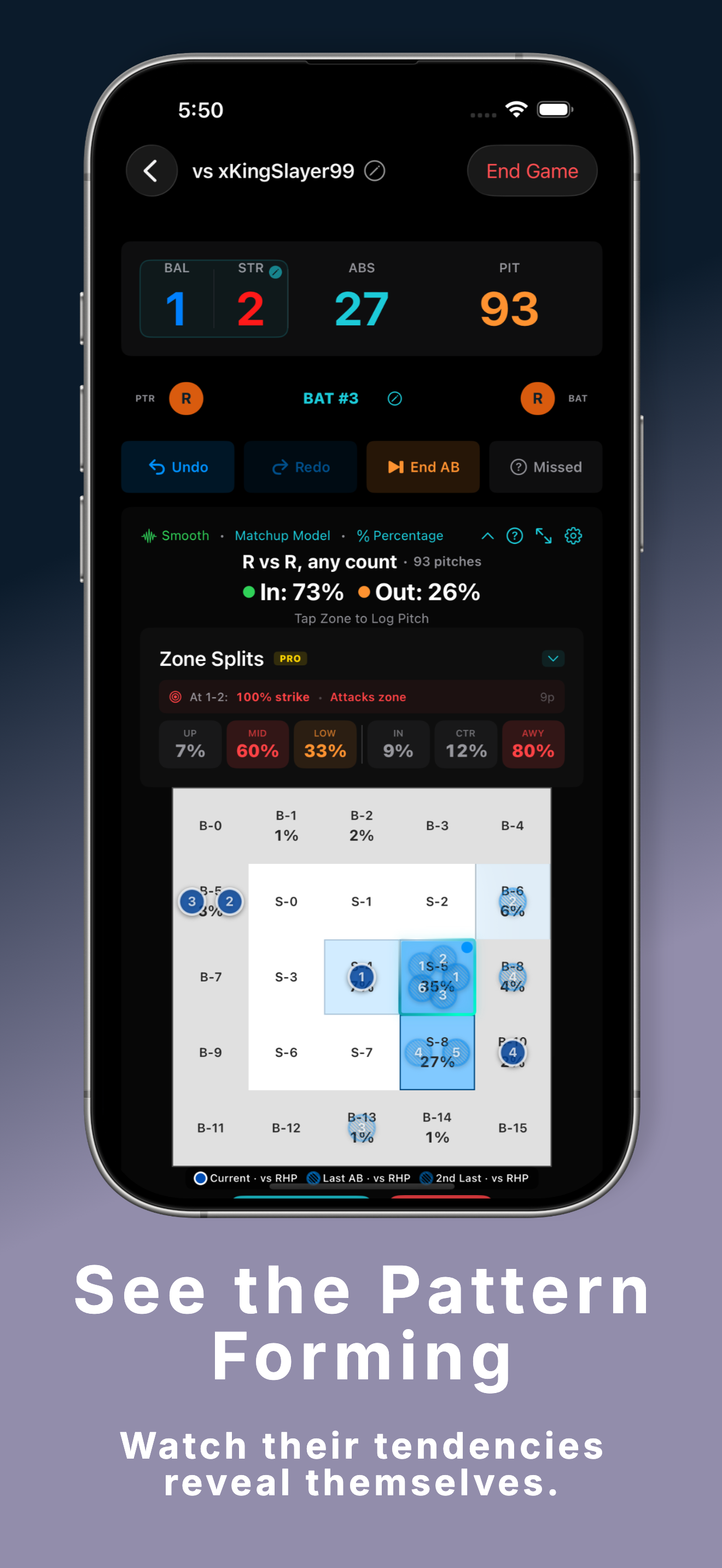PitchGuessr live heatmap with pitch overlay — see the pattern forming