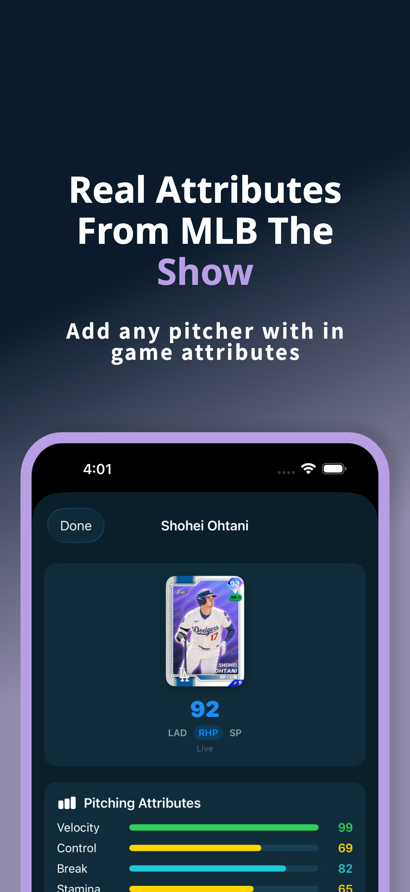PitchTunnels pitcher details with real in-game attributes