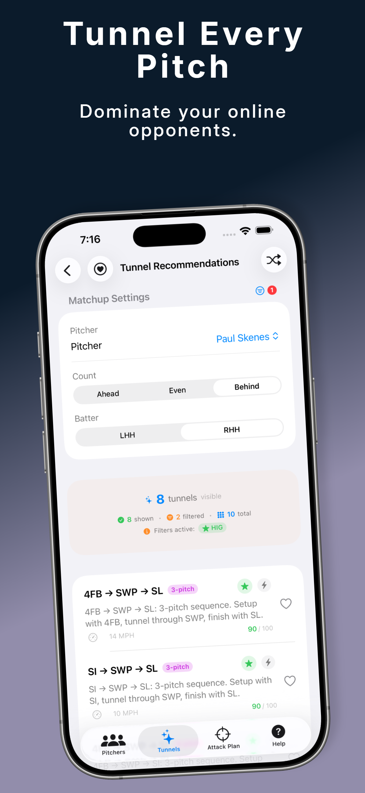 PitchTunnels Location Guide showing pitch locations by matchup handedness for fastballs, sinkers, sliders, and breaking balls